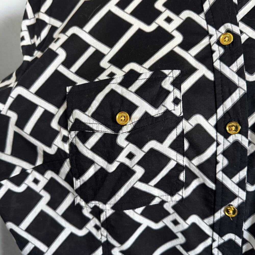 Michael Kors | Black and White Chain Print Blouse size XL - Picture 9 of 12
